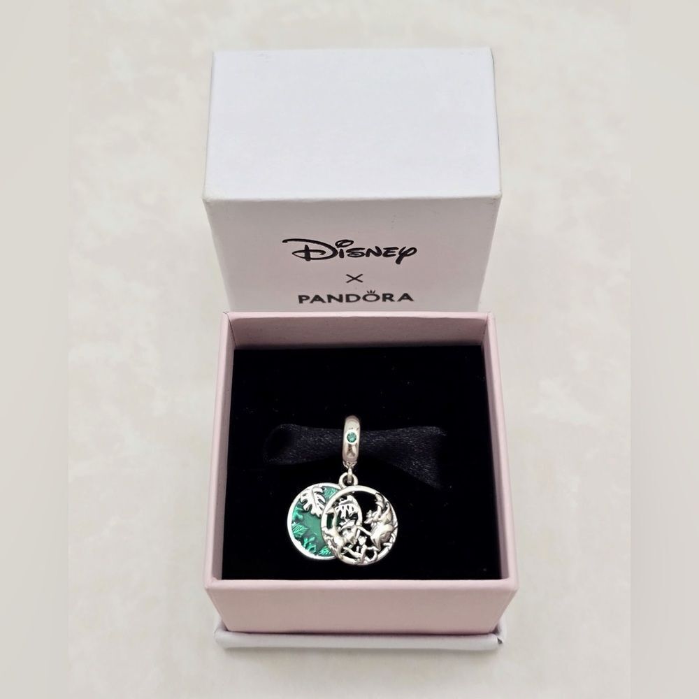 Pandora Disney Lion King Timon and Pumbaa and Simba Green Enamel Dangle Charm